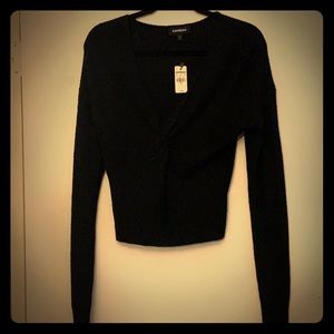 Express NWT black twist front knit sweater S